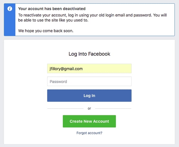Reactivate Your Deactivated Facebook Account